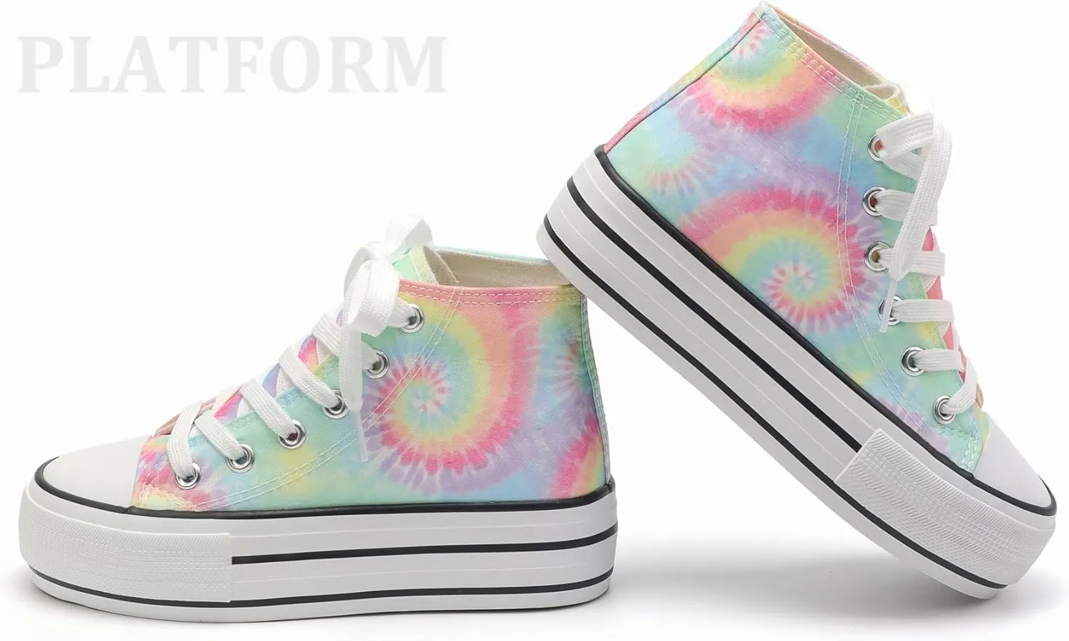 ANTLULU Girls?? Platform Canvas Shoes Low Top and High Top Canvas Sneakers Lace-up Fashion Casual Shoes for Girls