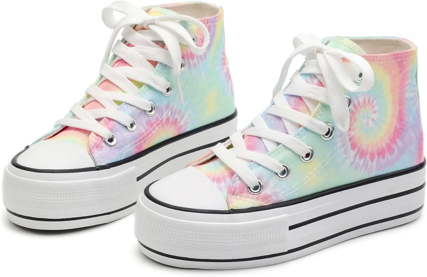 ANTLULU Girls?? Platform Canvas Shoes Low Top and High Top Canvas Sneakers Lace-up Fashion Casual Shoes for Girls