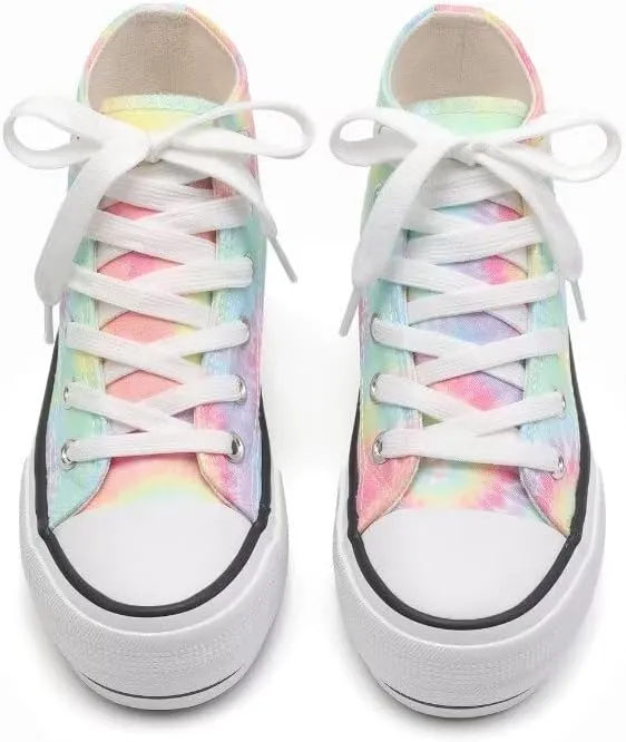 ANTLULU Girls?? Platform Canvas Shoes Low Top and High Top Canvas Sneakers Lace-up Fashion Casual Shoes for Girls