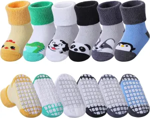 Baby Grips Non-Slip Thermal Socks for Kids, Toddler Girls Boys - Cozy Thick Cotton Winter Warm Socks
