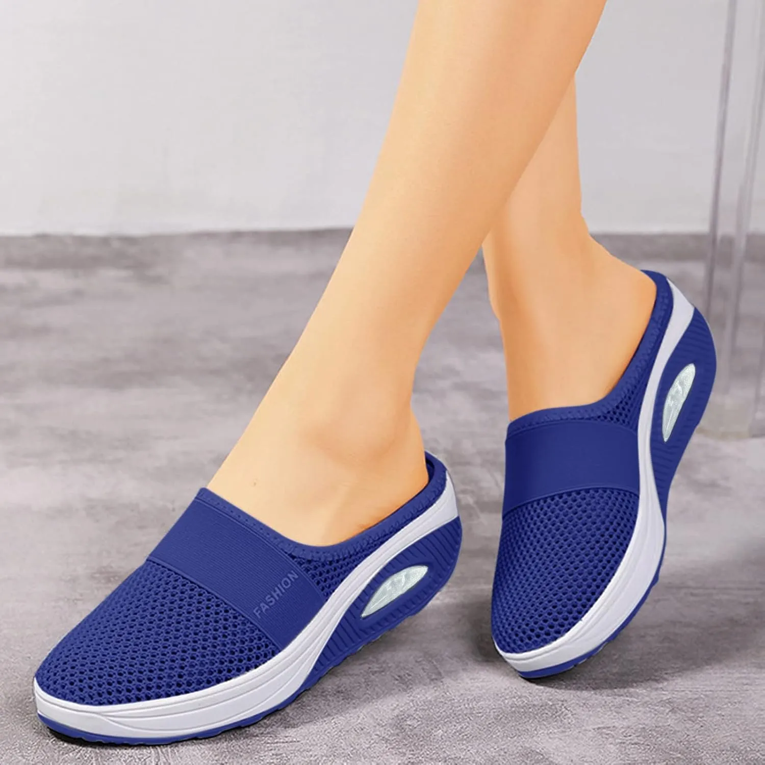 Cathalem Mule Sneakers for Women, Women's Air Cushion Slip-On Walking Shoes Orthopedic Diabetic Walking Shoes, Lace Up Shoes