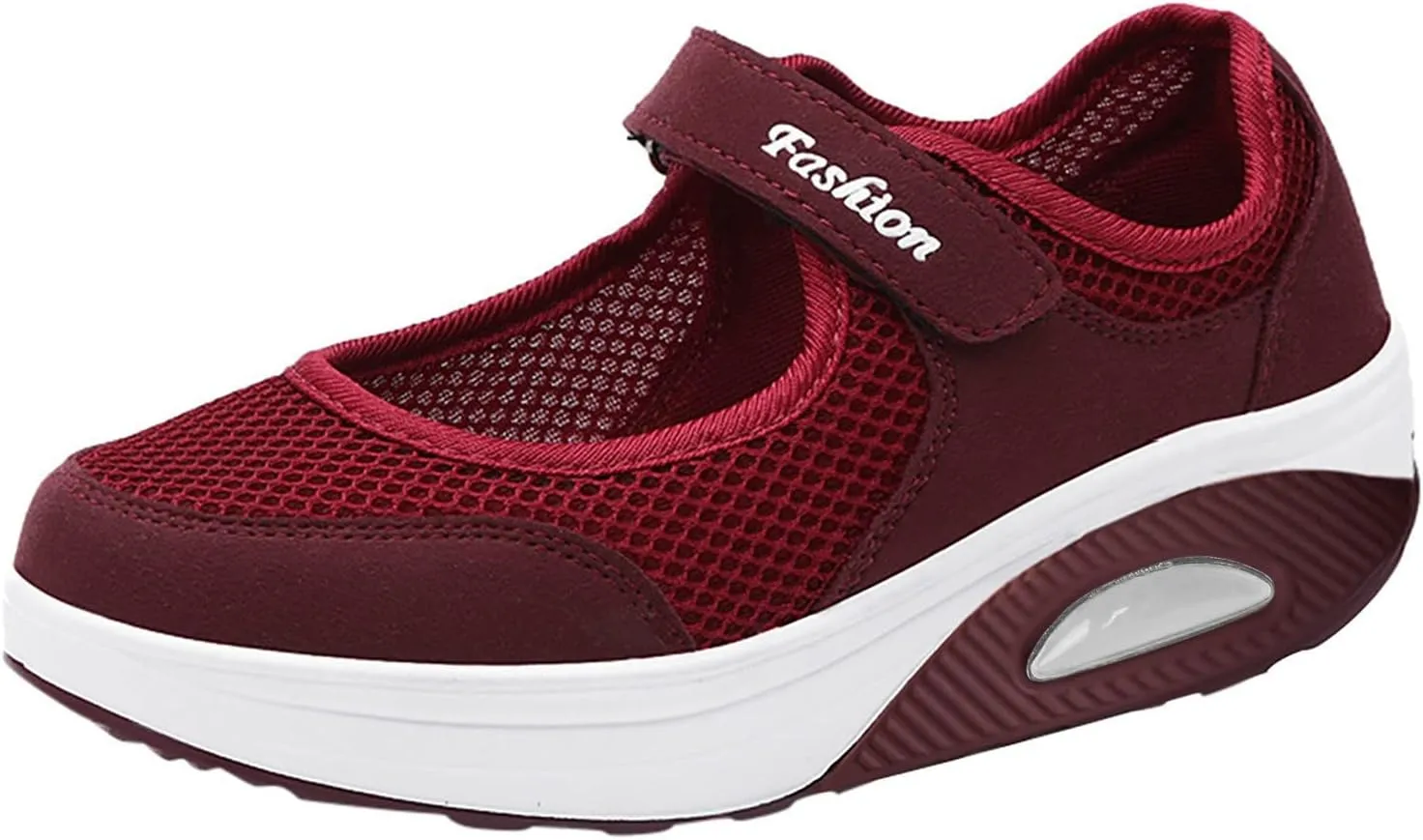 EMRELOD Womens Sneakers Platform Fashion Slip On Walking Shoes Breathable Running Shoes Lightweight Casual Breathable Mesh Low Top Gym Shoes Flat Non Slip Workout Shoes Play Sneakers (01-Wine, 8.5)