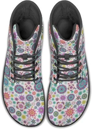 High Top Mandala Print Barefoot Shoes Hike & Walking Rubber Sole Minimalist Running Shoes for Men Zero-Drop Shoes