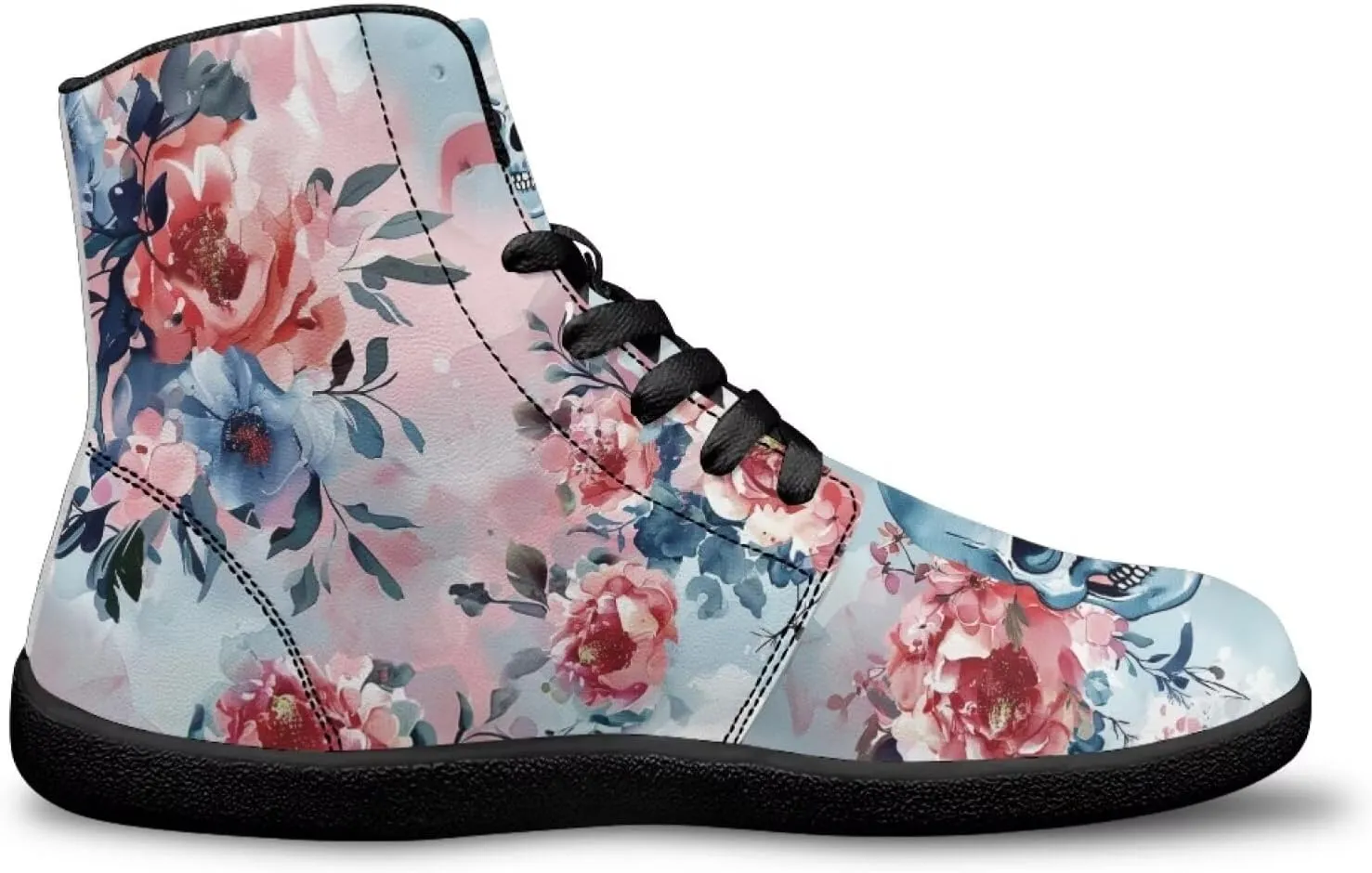 High Top Skull Print Barefoot Shoes - Zero Drop Non Slip Running Shoes, Gym Shoes, Grounded Footwear for Men