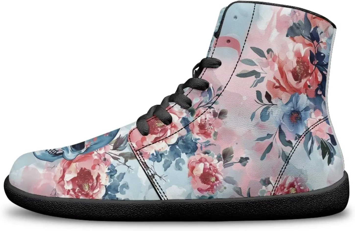 High Top Skull Print Barefoot Shoes - Zero Drop Non Slip Running Shoes, Gym Shoes, Grounded Footwear for Men