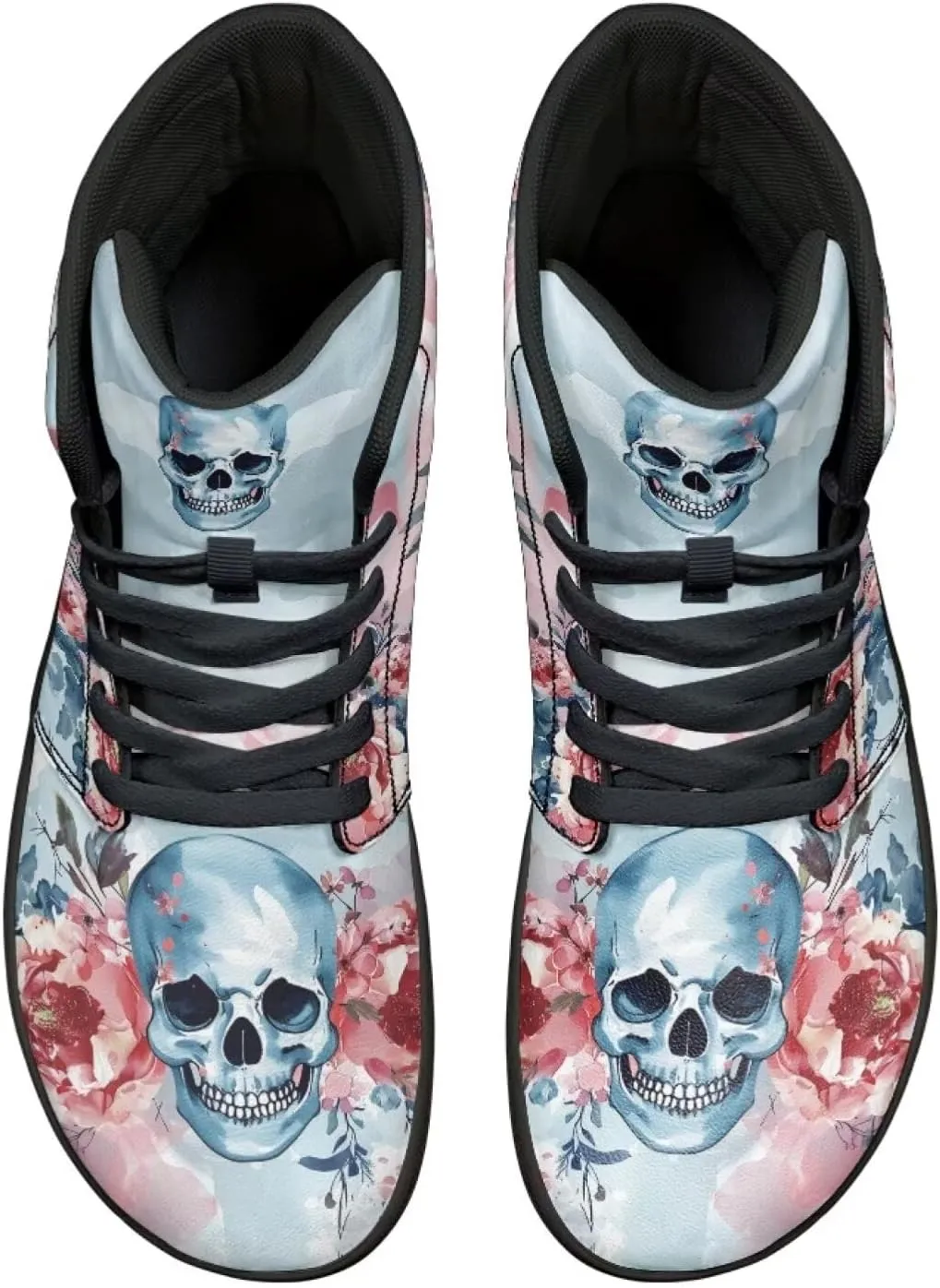 High Top Skull Print Barefoot Shoes - Zero Drop Non Slip Running Shoes, Gym Shoes, Grounded Footwear for Men