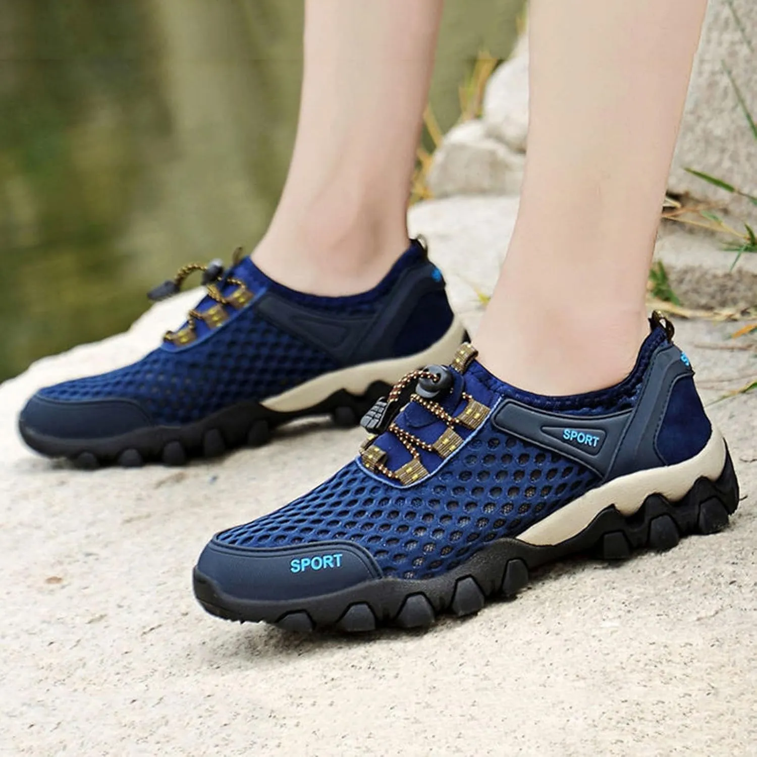 Men Hiking Shoes Outdoor Breathable Sneakers Travel Walking Shoes Casual Jogging Driving Shoes Running Shoes