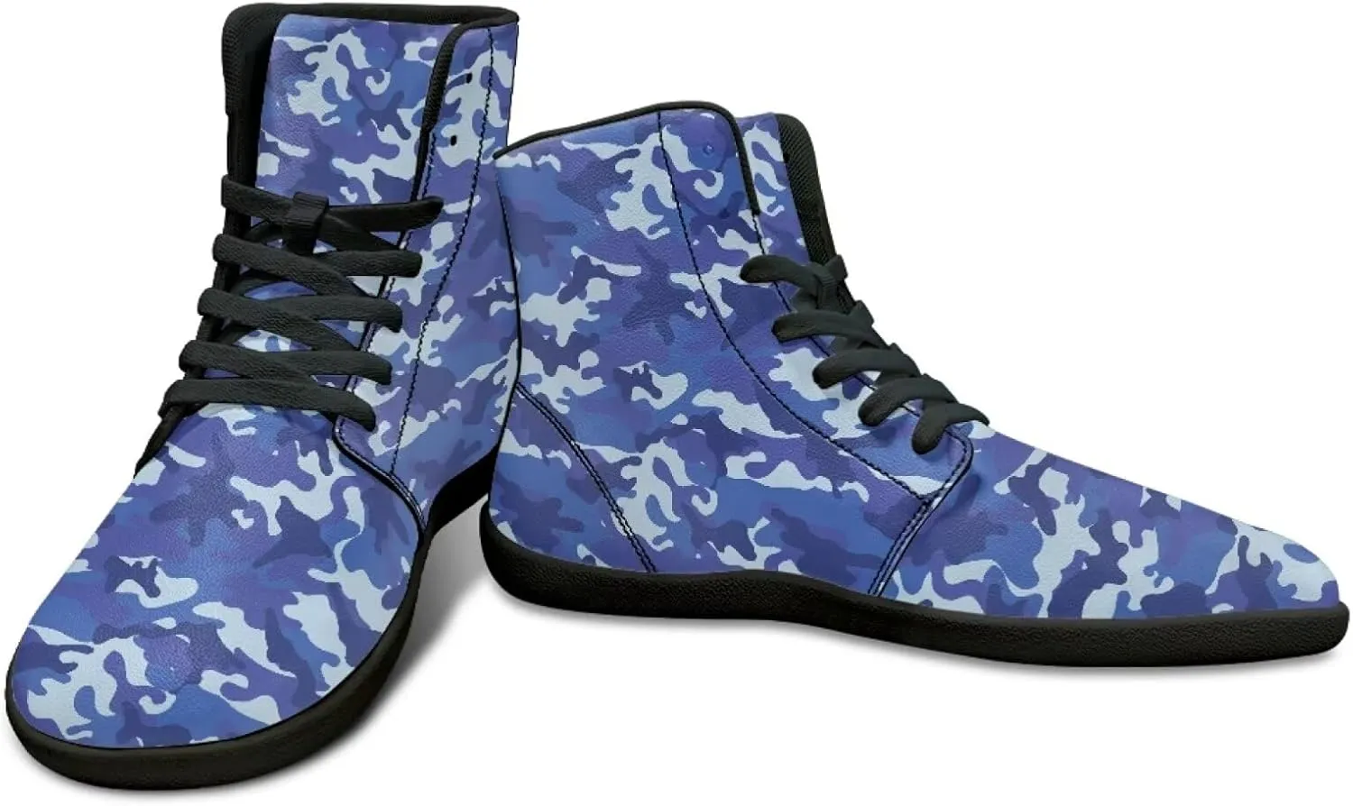 Men's High Top Camo Design Barefoot Travel Shoes, Zero-Drop, Non-Slip and Rubber Sole