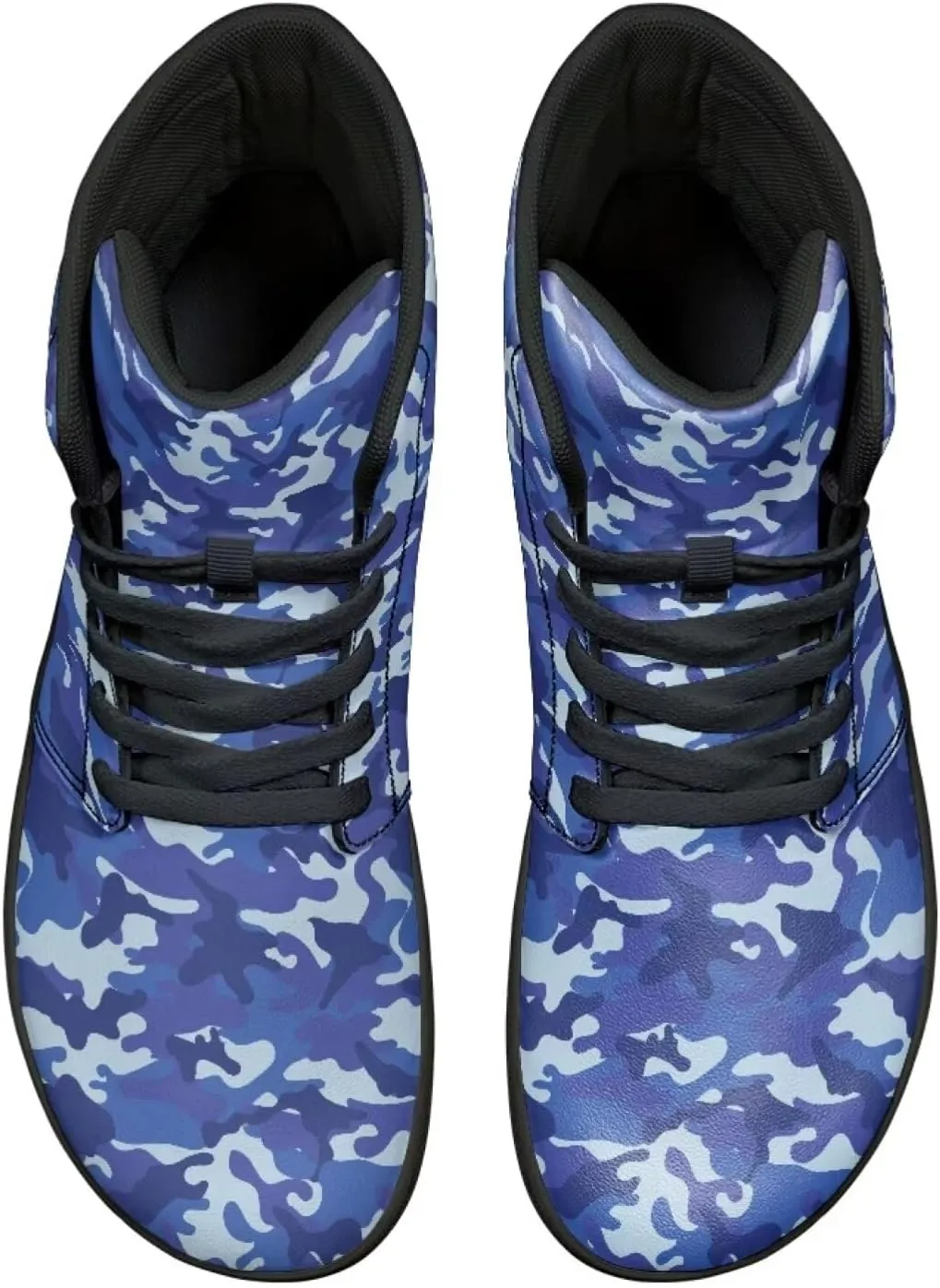Men's High Top Camo Design Barefoot Travel Shoes, Zero-Drop, Non-Slip and Rubber Sole