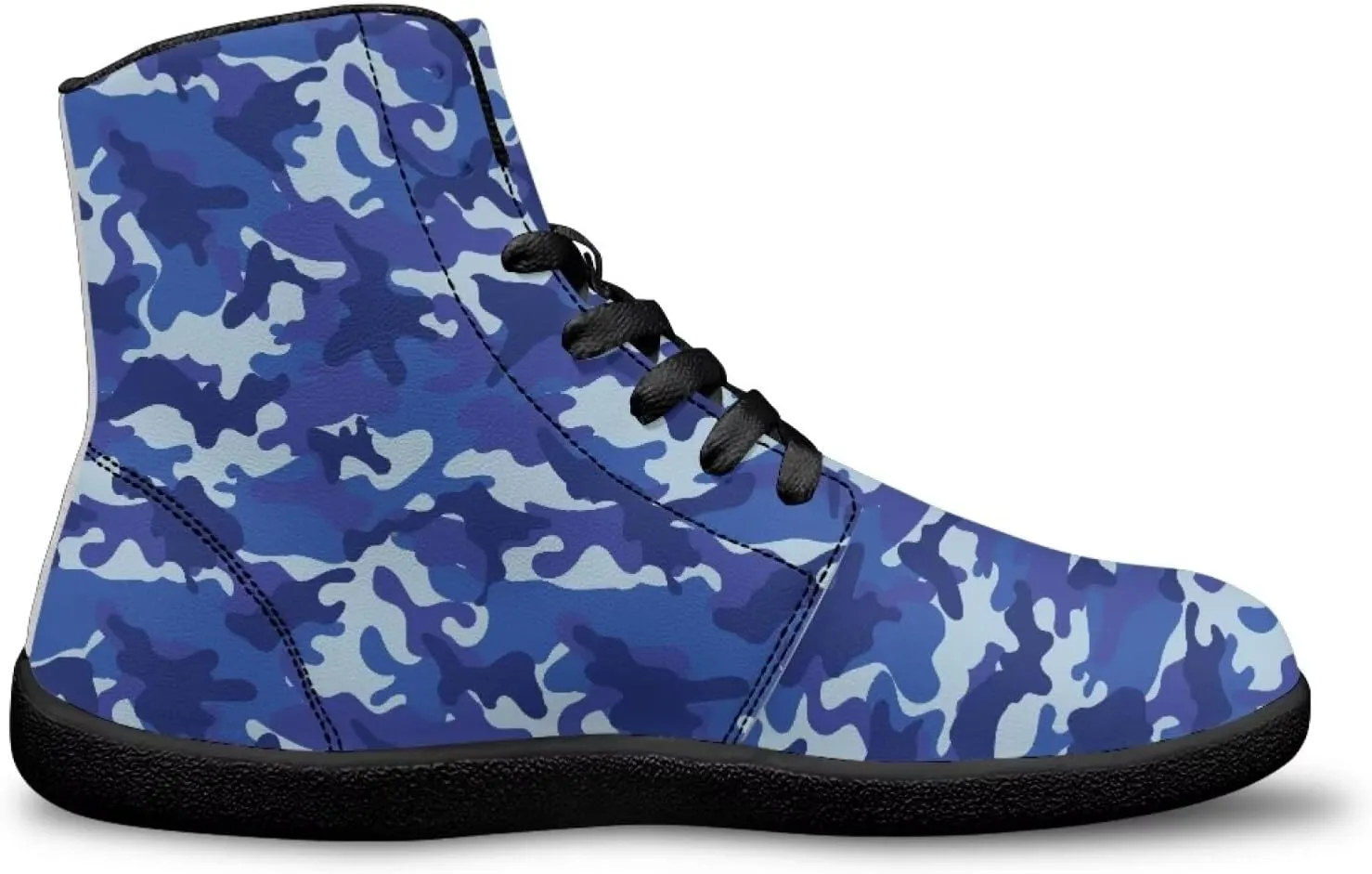 Men's High Top Camo Design Barefoot Travel Shoes, Zero-Drop, Non-Slip and Rubber Sole