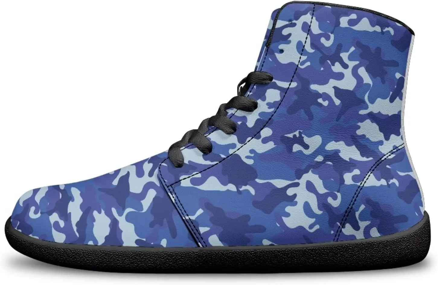 Men's High Top Camo Design Barefoot Travel Shoes, Zero-Drop, Non-Slip and Rubber Sole