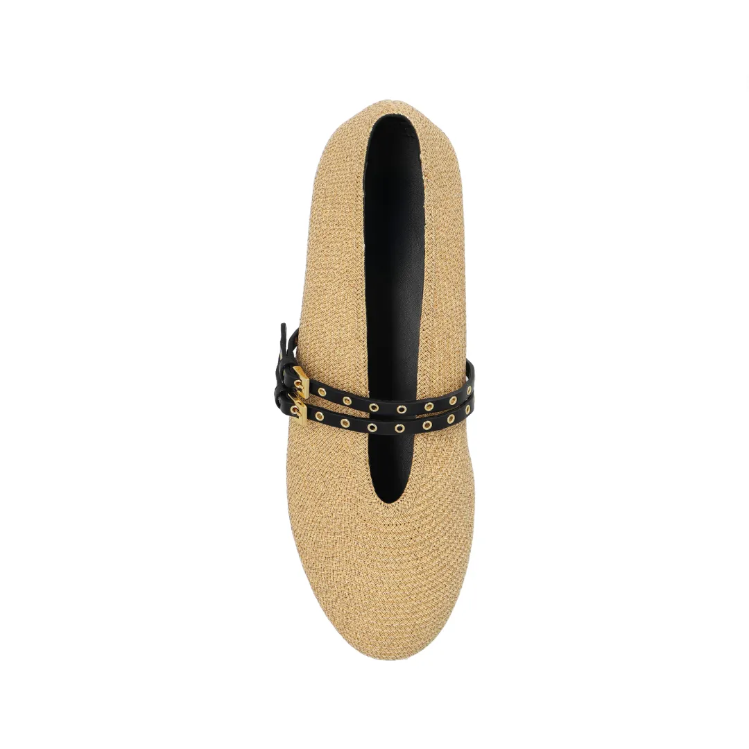 Pre Order: Double Buckle Strap Ballerina Flats