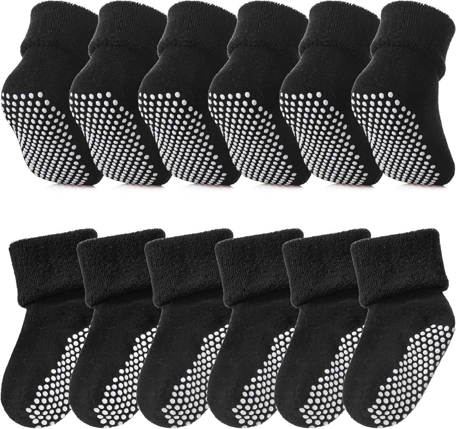 SDBING Baby Boys Girls Grips Socks Infant Toddlers Kids Non Slip Warm Thick Cotton Ankle Crew Socks with Grippers