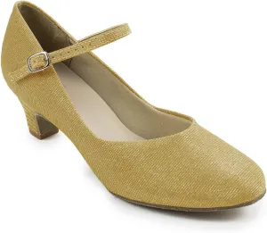 So'Danca Women's Glitter Canvas Ballroom Shoe 1.5in Heel Gold