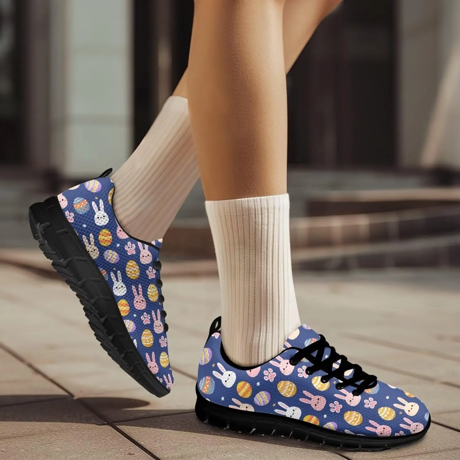 Womens Trainers Sports Running Shoes Lightweight Causal Tennis Shoe Non Slip Gym Workout Shoes Easter St. Patrick's Day Sneakers Black Sole Size 5-12
