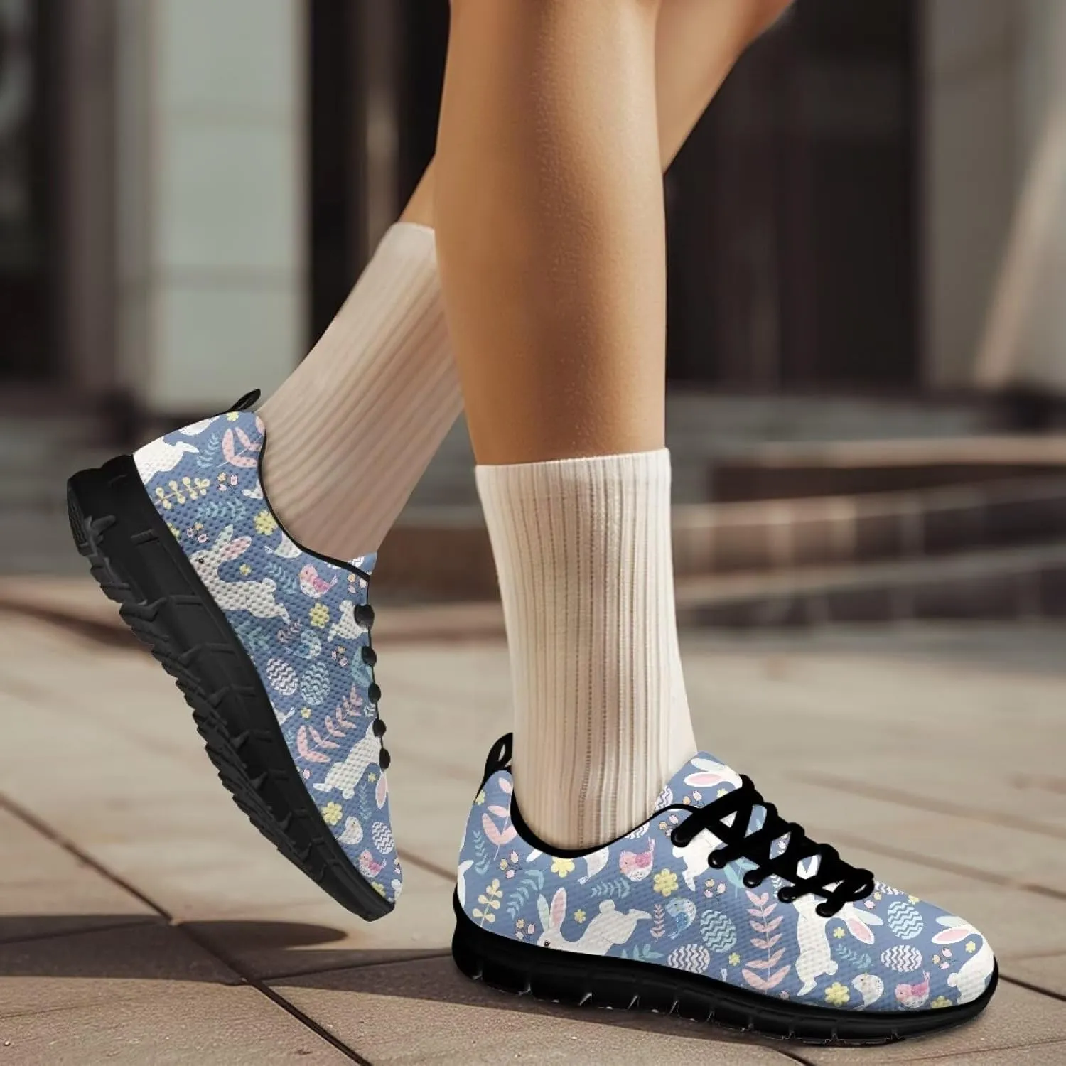 Womens Trainers Sports Running Shoes Lightweight Causal Tennis Shoe Non Slip Gym Workout Shoes Easter St. Patrick's Day Sneakers Black Sole Size 5-12
